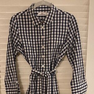 Vineyard Vines Gingham Shirt Dress Size 6 Belted Button Front